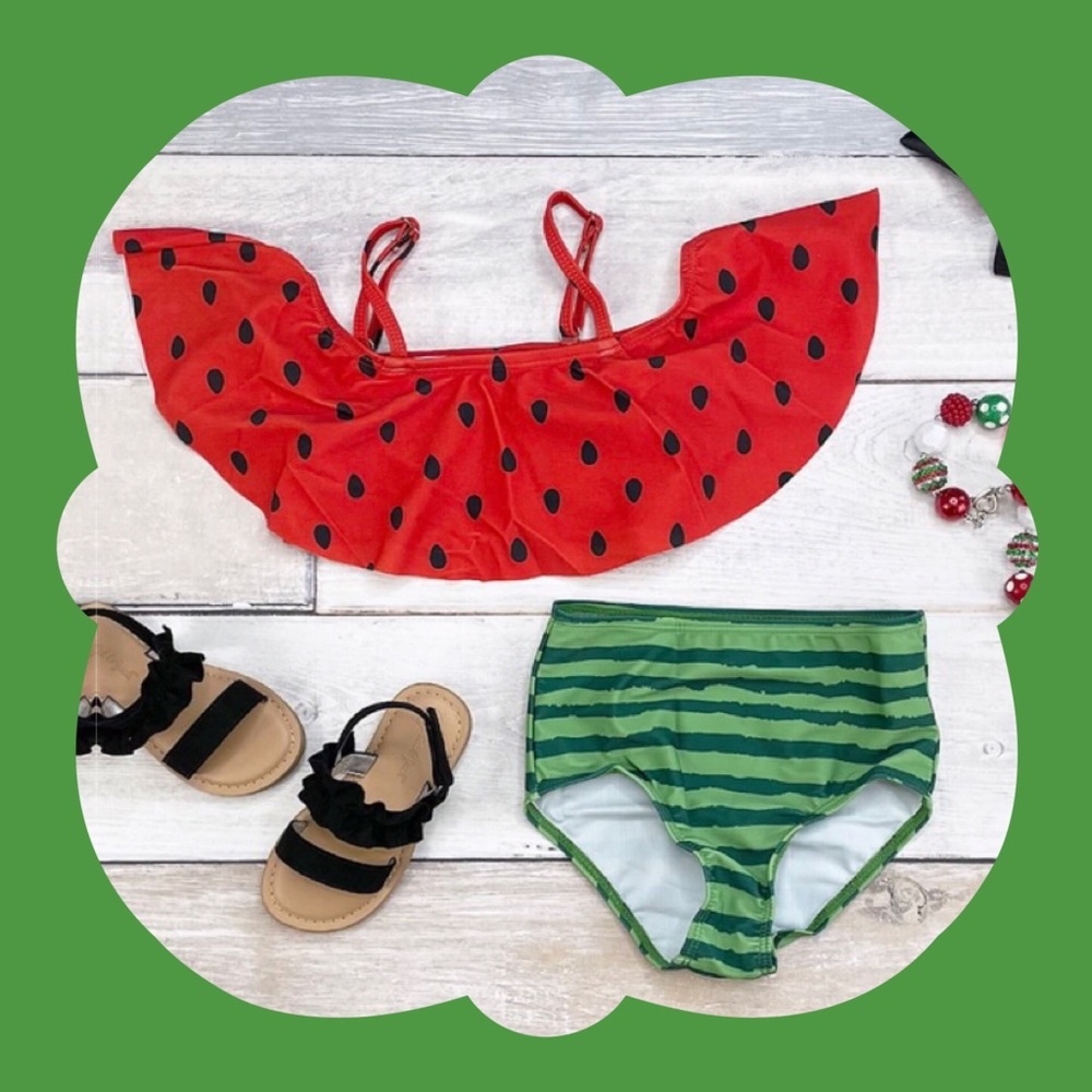 Girls watermelon bathing suit
